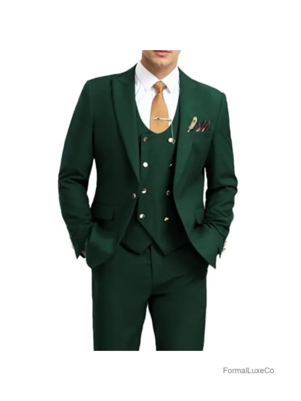 Men's Slim Fit 3-Piece Tuxedo Suit Set with Vest, Jacket & Pants